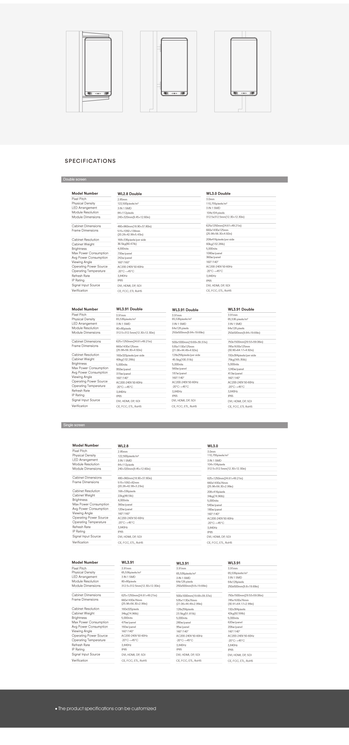 LED smart light pole screen product parameters