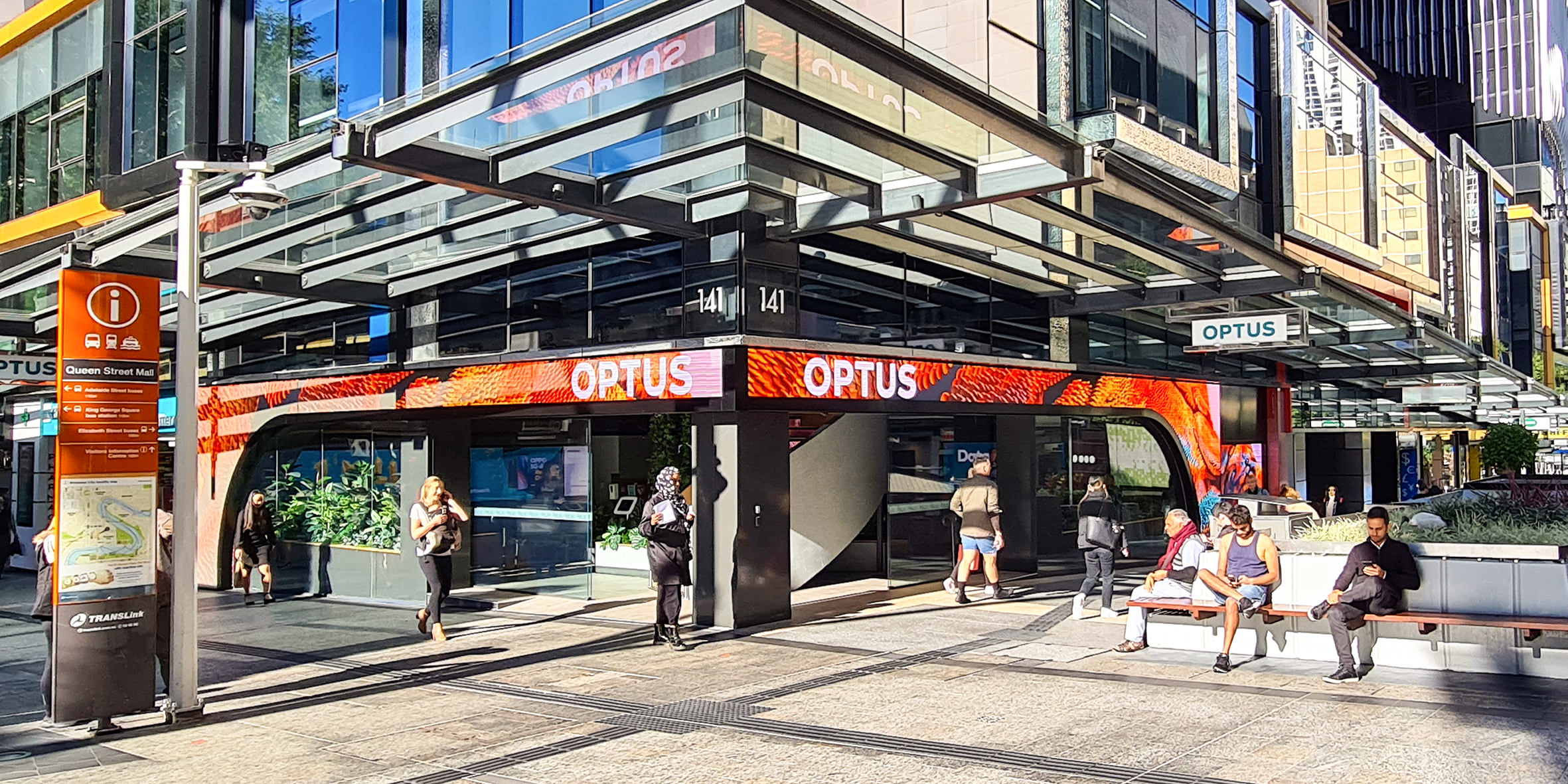 INFiLED LED display creates Signature Digital Media Façade for Optus Store