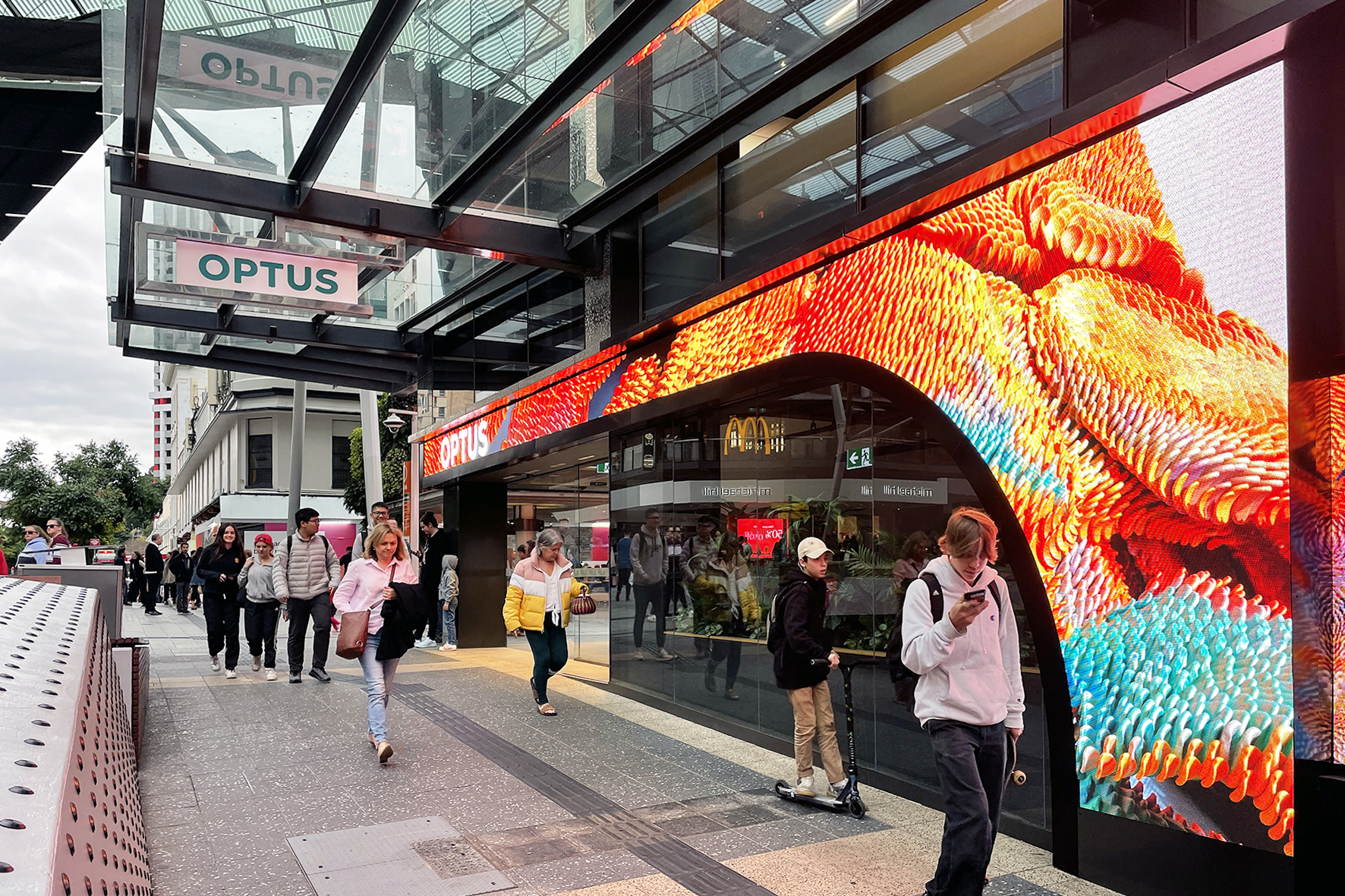 INFiLED LED display creates Signature Digital Media Façade for Optus Store