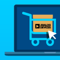 Online shopping concept with a cart icon on a laptop screen.